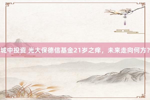 城中投资 光大保德信基金21岁之痒，未来走向何方？