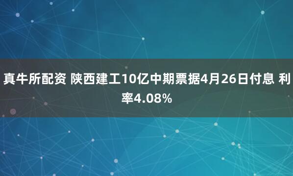 真牛所配资 陕西建工10亿中期票据4月26日付息 利率4.08%