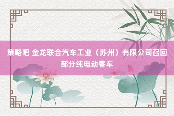 策略吧 金龙联合汽车工业（苏州）有限公司召回部分纯电动客车