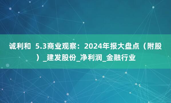 诚利和  5.3商业观察：2024年报大盘点（附股）_建发股份_净利润_金融行业