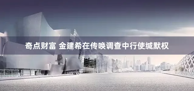 奇点财富 金建希在传唤调查中行使缄默权