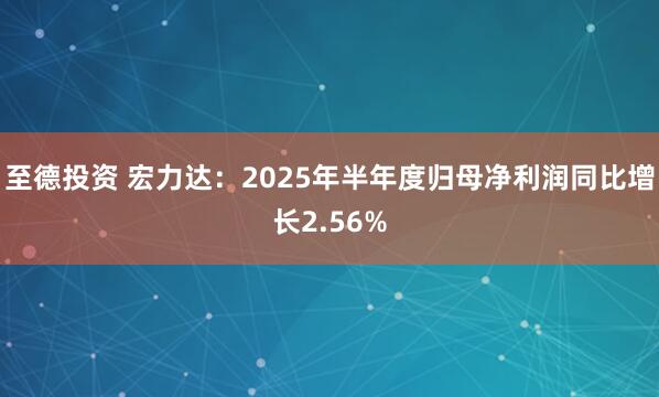 至德投资 宏力达：2025年半年度归母净利润同比增长2.56%